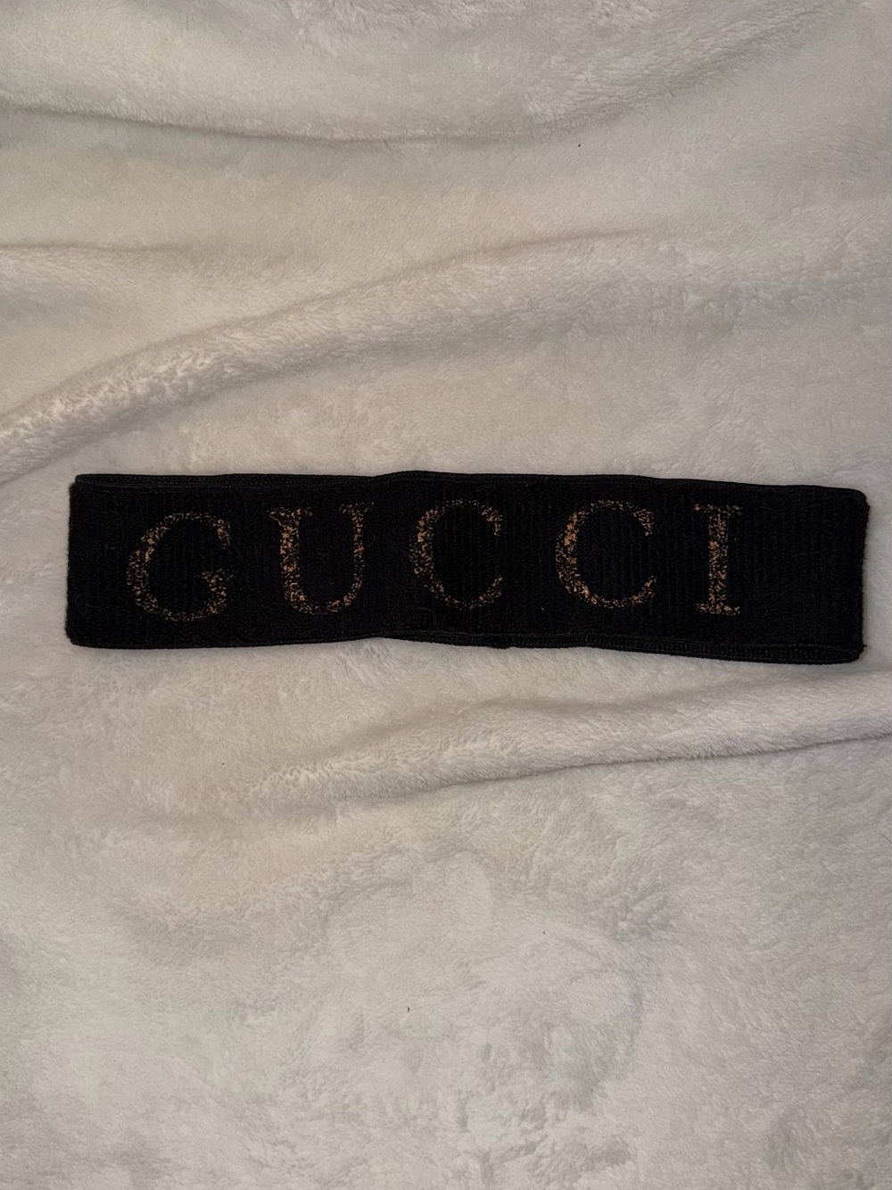 Gucci Black Knit Headband with Gold Logo